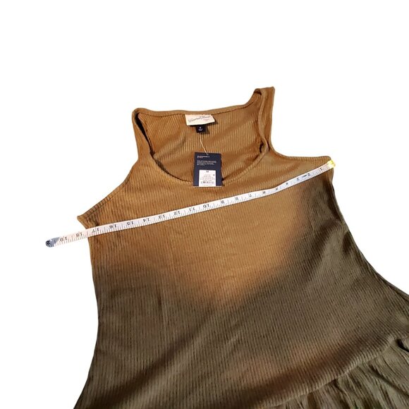 Universal Thread Ribbed Midi Tank Dress Sustainable Tan/Olive Medium - Picture 4 of 12